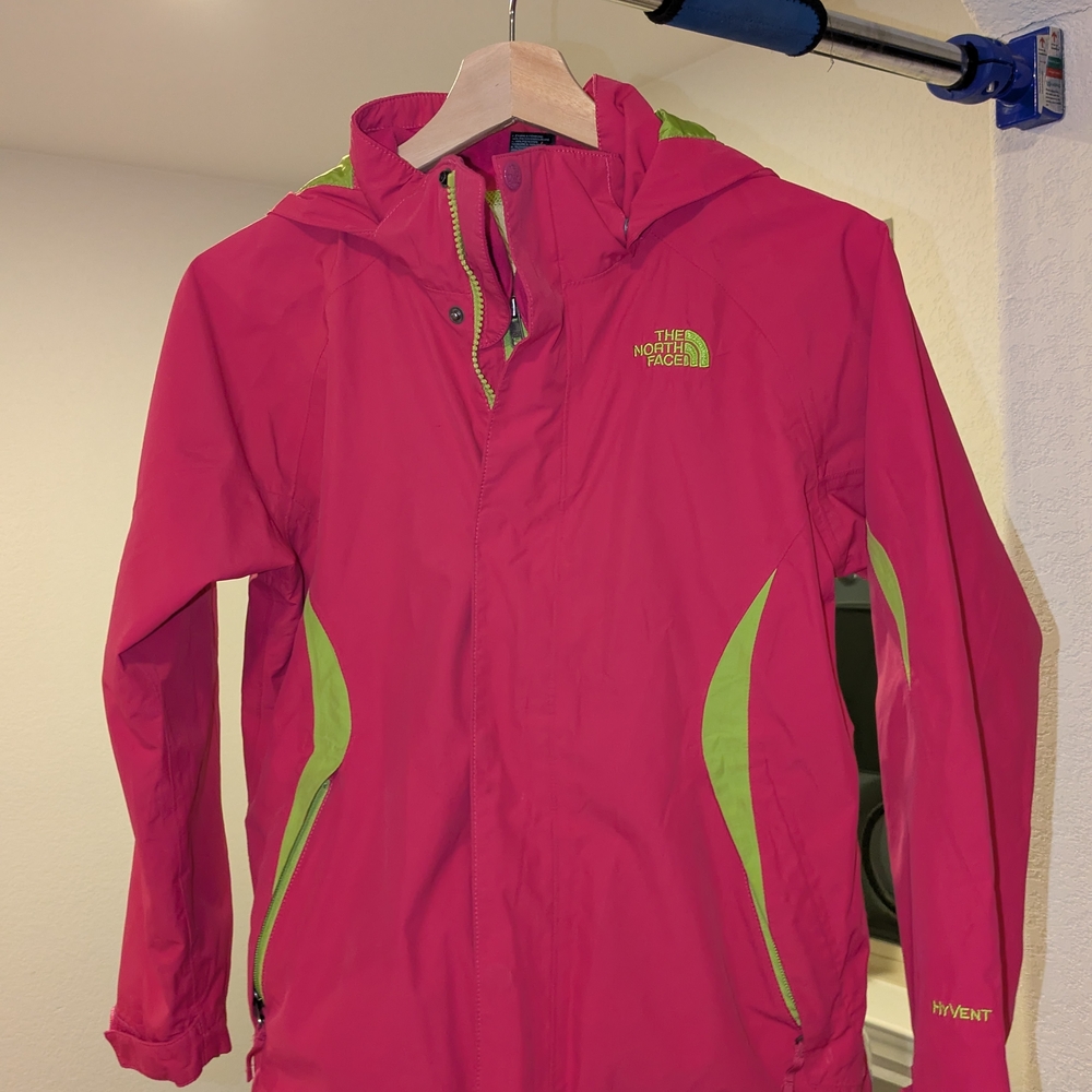 The North Face Girl's Pink and Green Hivent Jacket Size 10/12